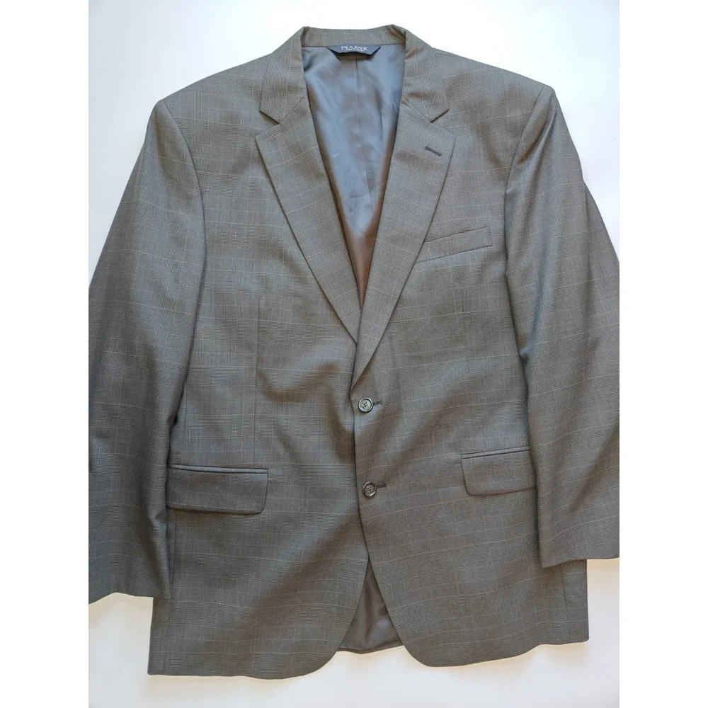 Jos A Bank Mens Sports Coat 43R Gray Multicolor Plaid Wool 2 Button Blazer